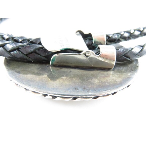 Circa 1960 Zuni Apache Ghan Crown Dancer Inlaid Sterling Silver Bolo Tie Bennett - Picture 6 of 11